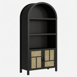 Arched Pantry Cabinet With Adjustable Storage & Doors - Black