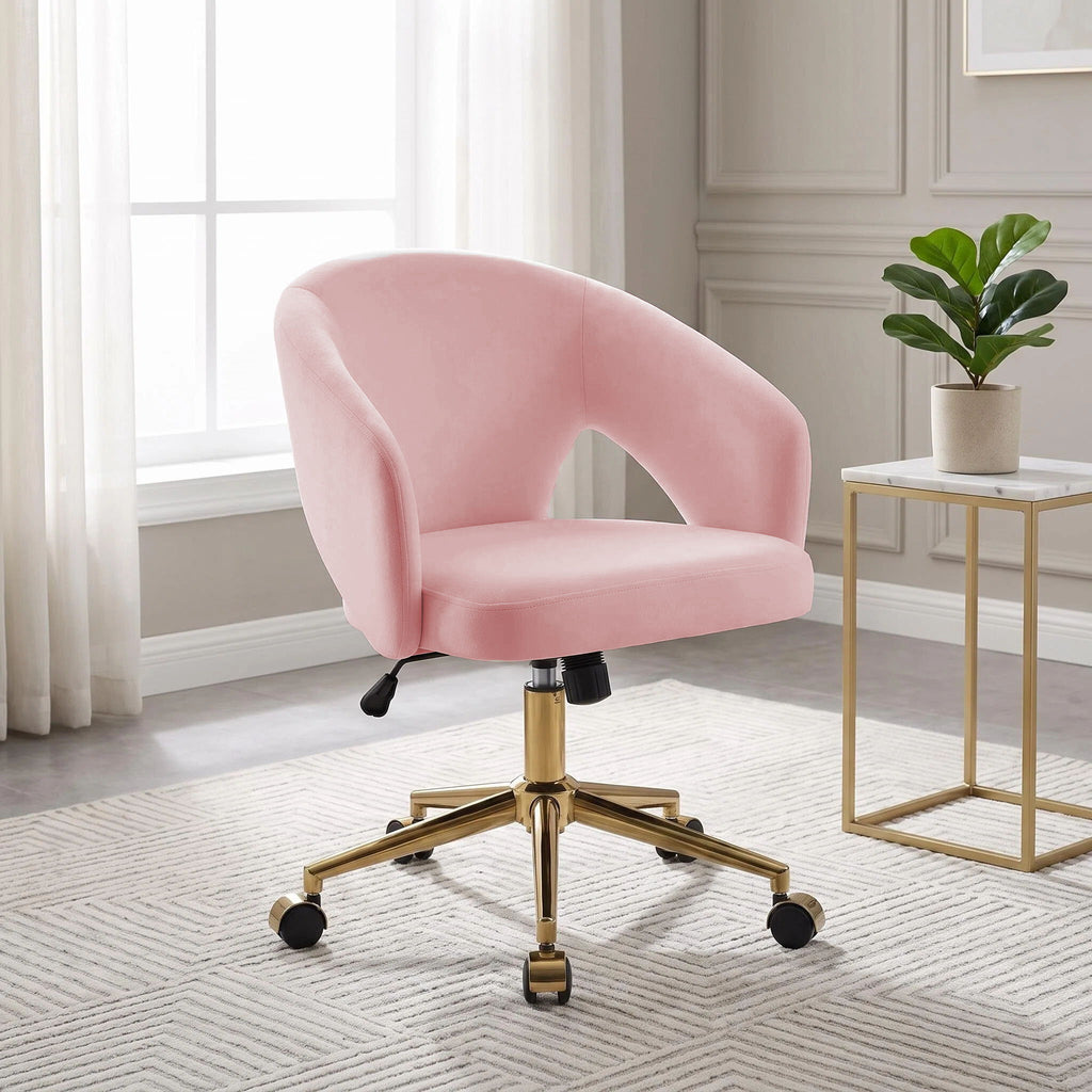 Ty - Office Adjustable Swivel Chair With Lumbar Support - Pink