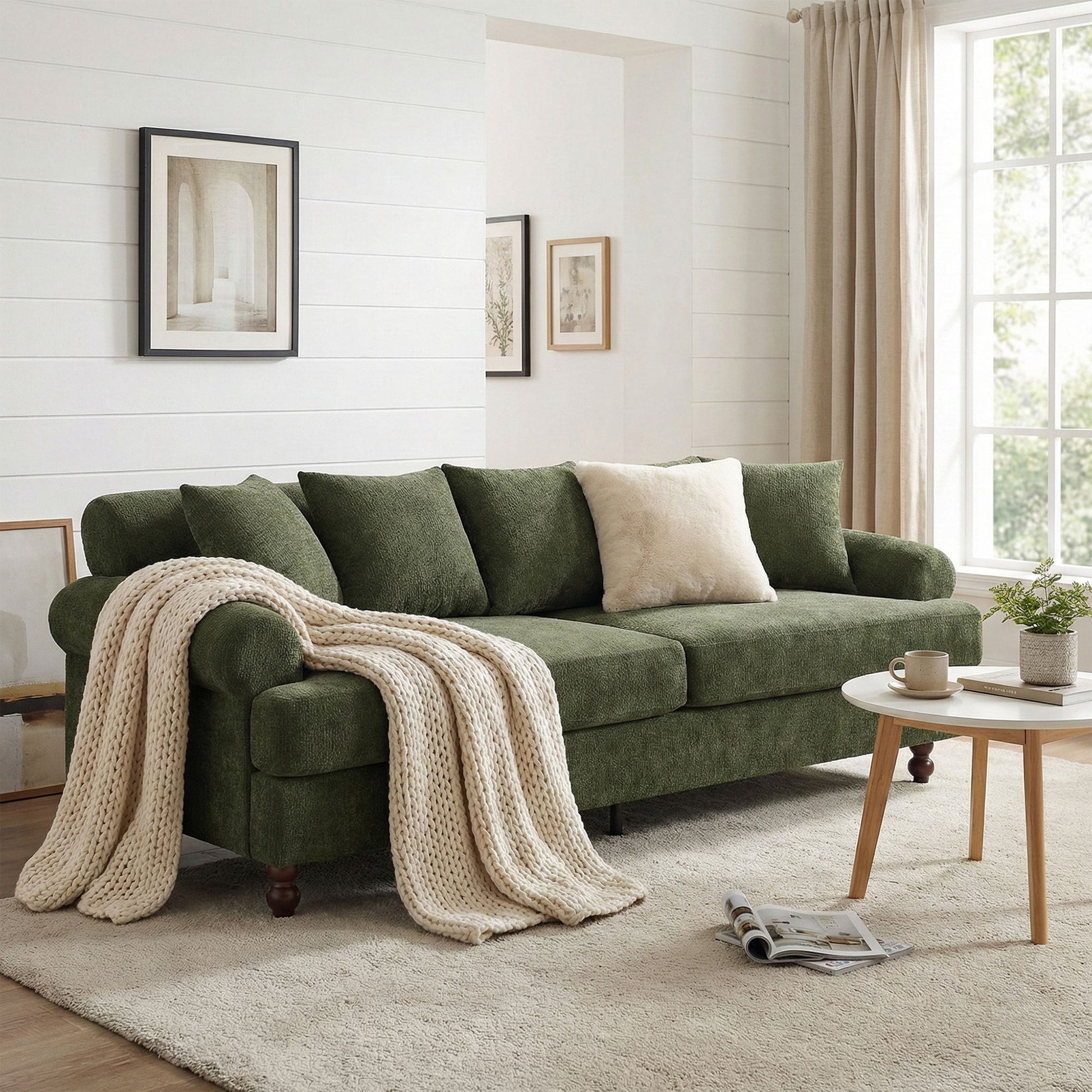 3 Seater Sofa For Living Room - Green