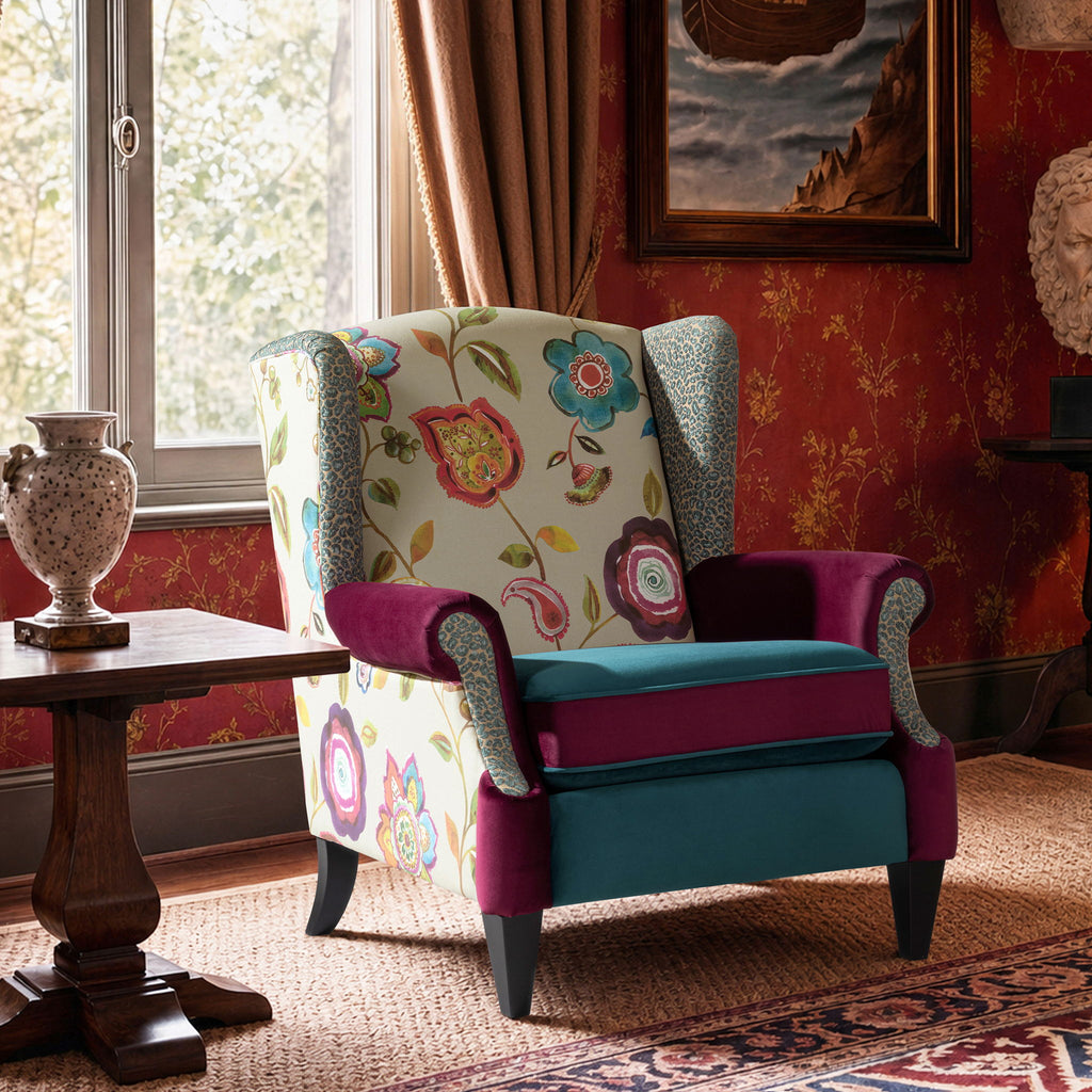Anya - Wingback Accent Arm Chair - Blue