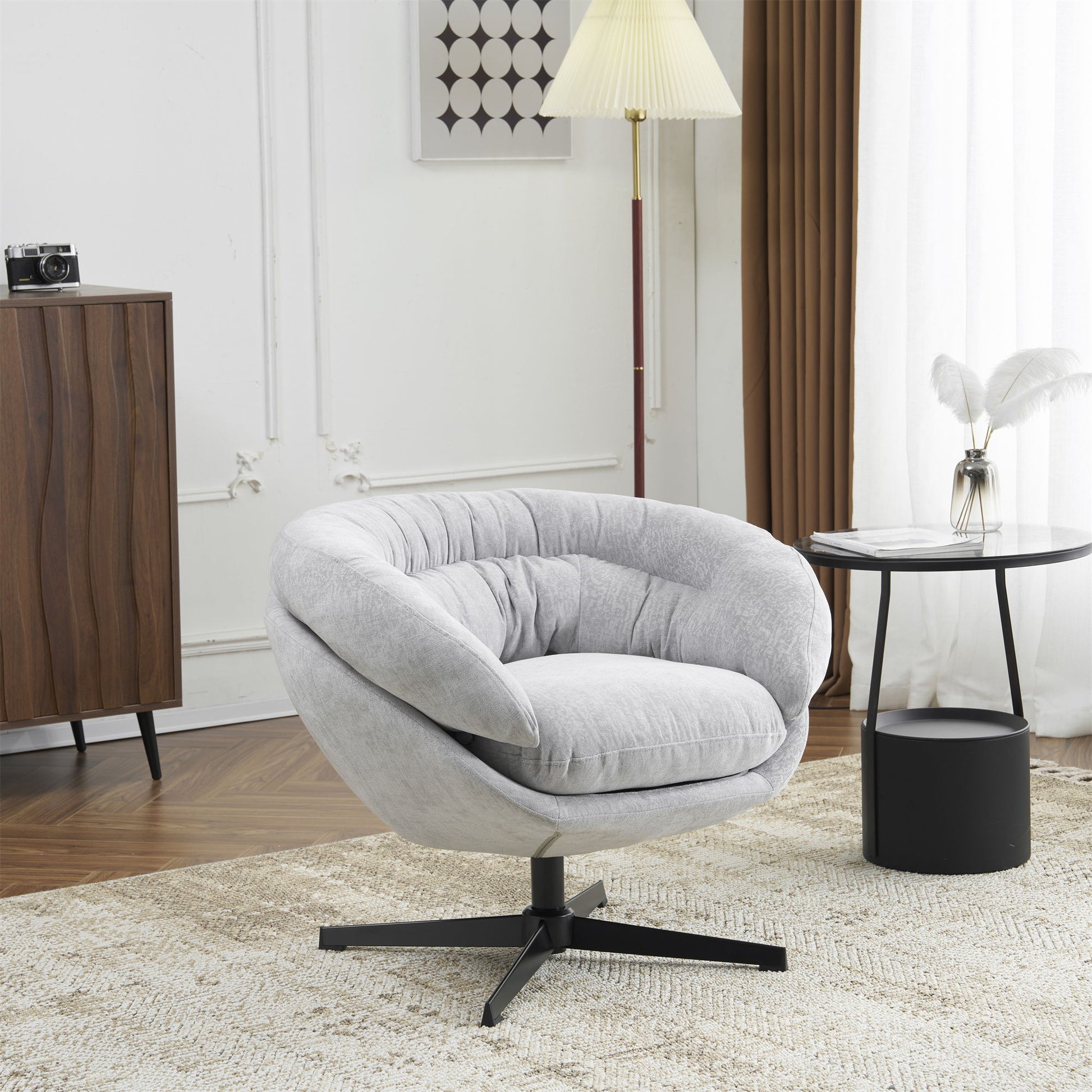 Modern Chenille Office Chair With 360 Degree Swivel
