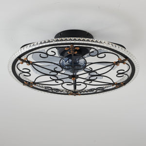 Caged Ceiling Fan With Remote Controlled LED Light - Matte Black