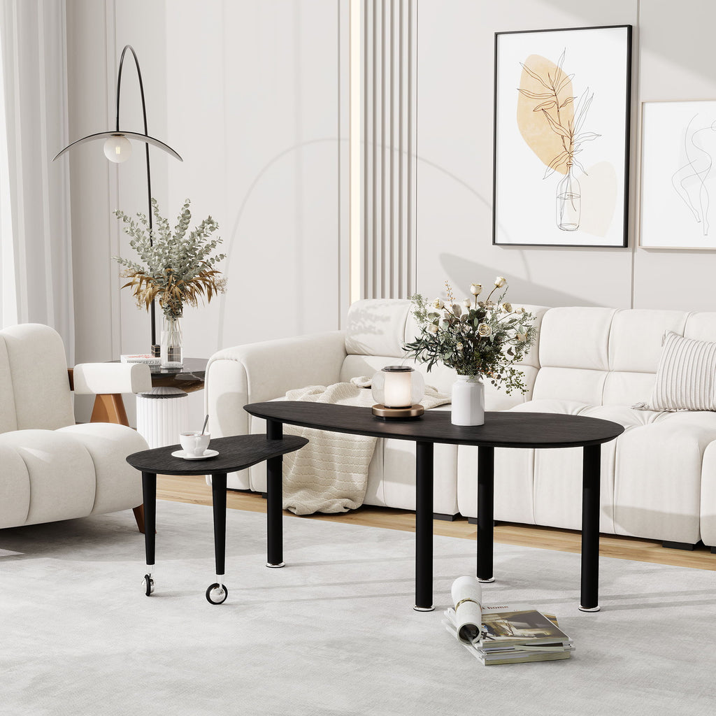 Rotatable Cocktail Table With Solid Legs, 360 Degree Rotating