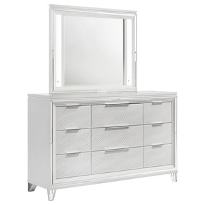 9 Drawer Dresser With LED Mirror, Touch Activated Lighting - White