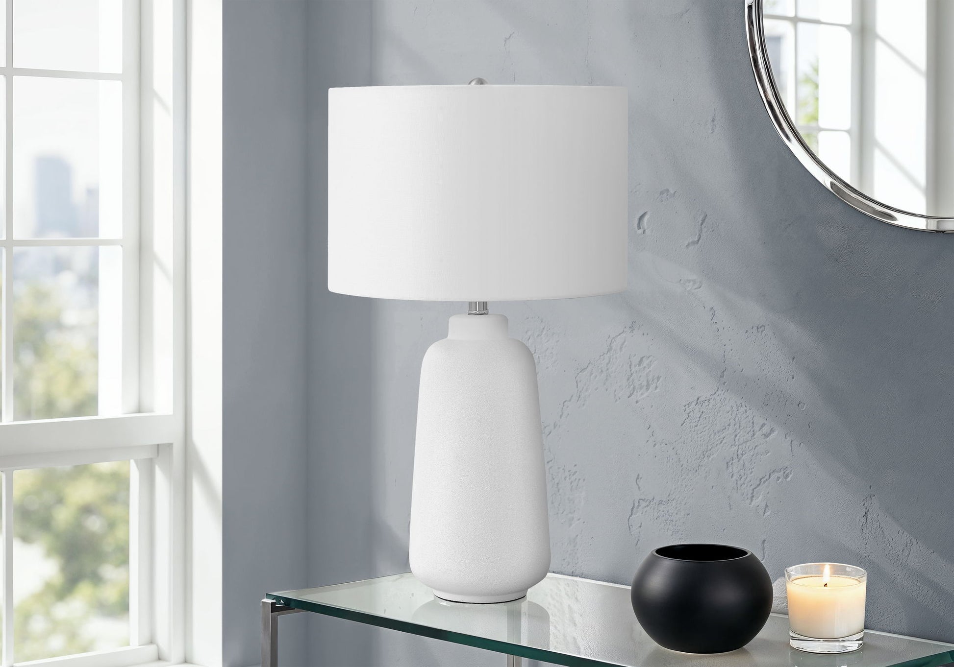Lighting, Table Lamp, Ceramic, Modern - Cream