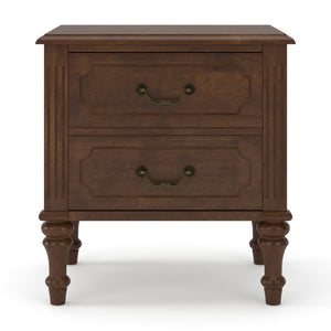 Fluted Nightstand With 2 Drawers, Bedside Table - Walnut