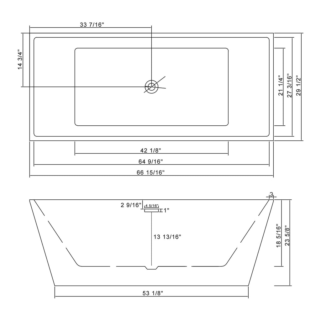 Glossy Freestanding Soaking Tub With Drain, Spacious Stand Alone Bathtub For Bathrooms - Glossy White