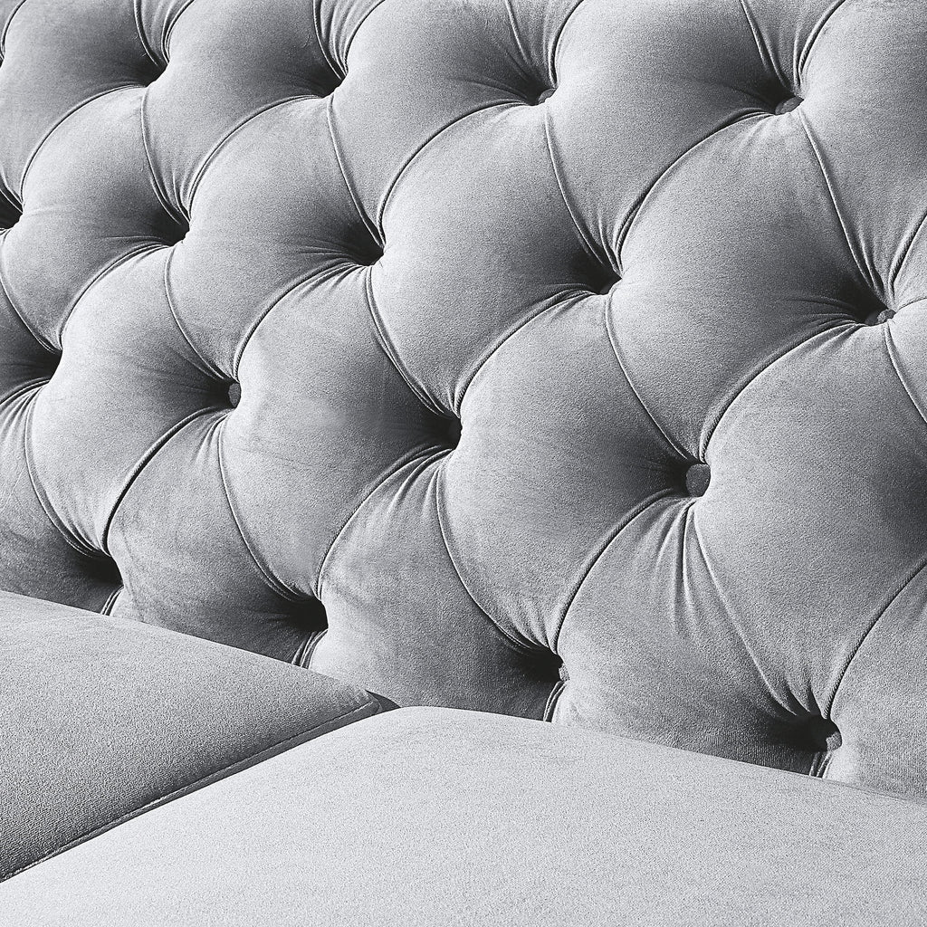 2 Seater Loveseat Sofa With Button Tufted Diamond Grid & 2 Pillows For Living Room