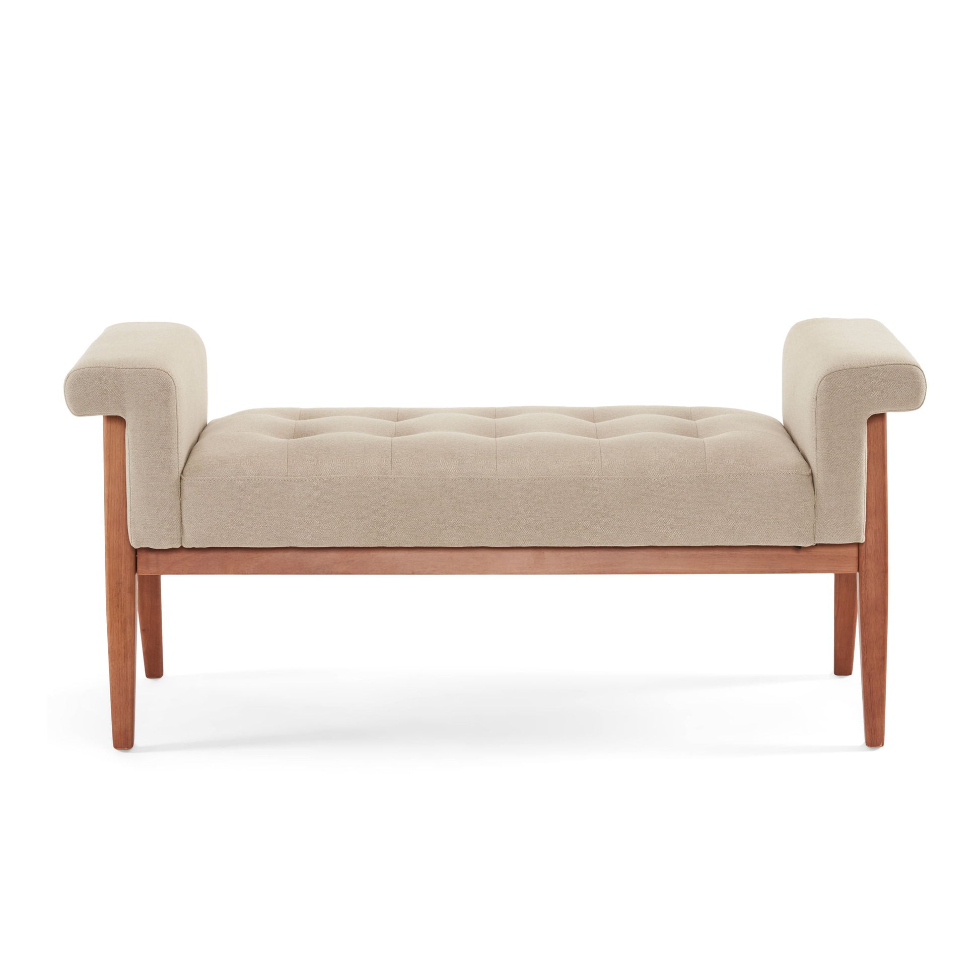 Elegant Tufted Ottoman - Beige / Brown
