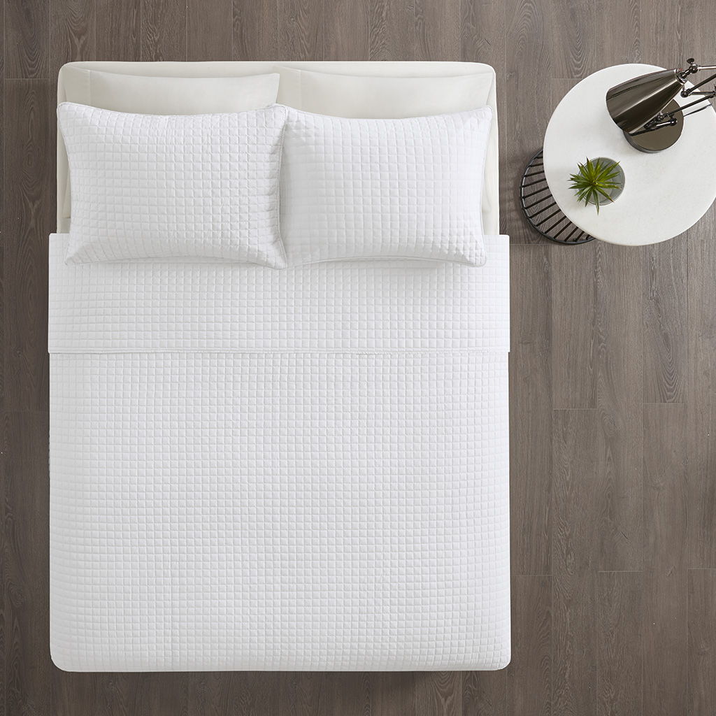 Otto - 3 Piece Reversible Coverlet Set - White