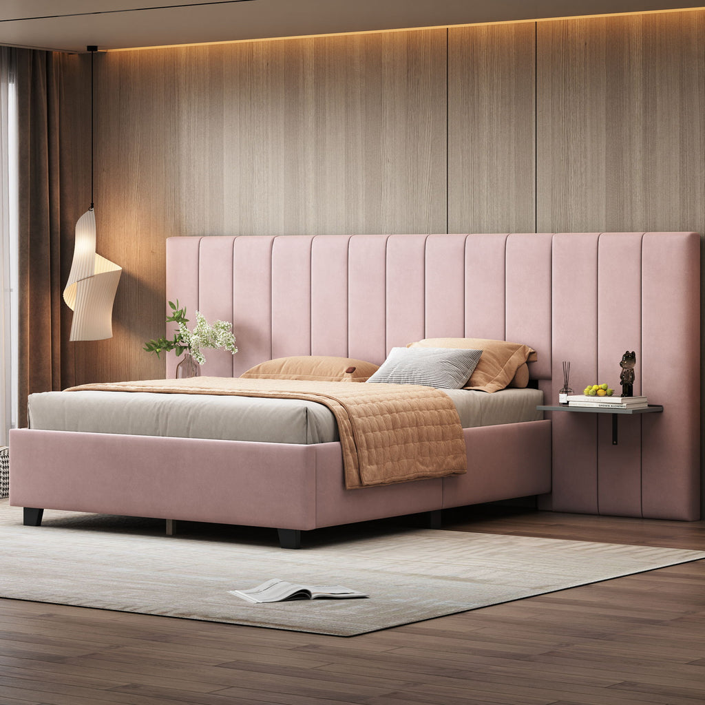Upholstered Platform Bed With Big Headboard