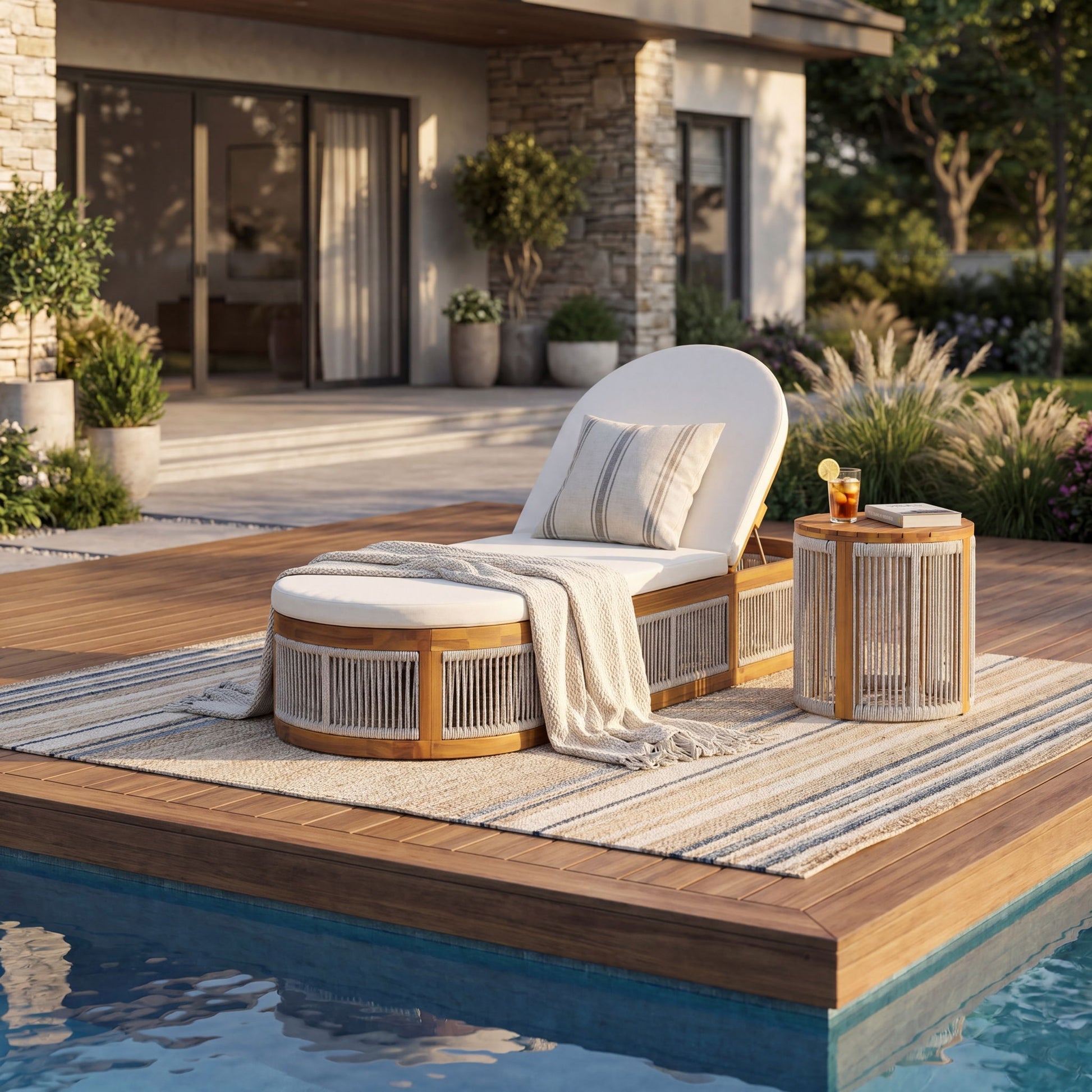 Chaise Lounge Set With Side Table