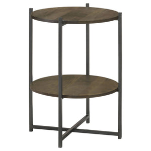 Accent Table With X-Frame And Bottom Shelf - Brown