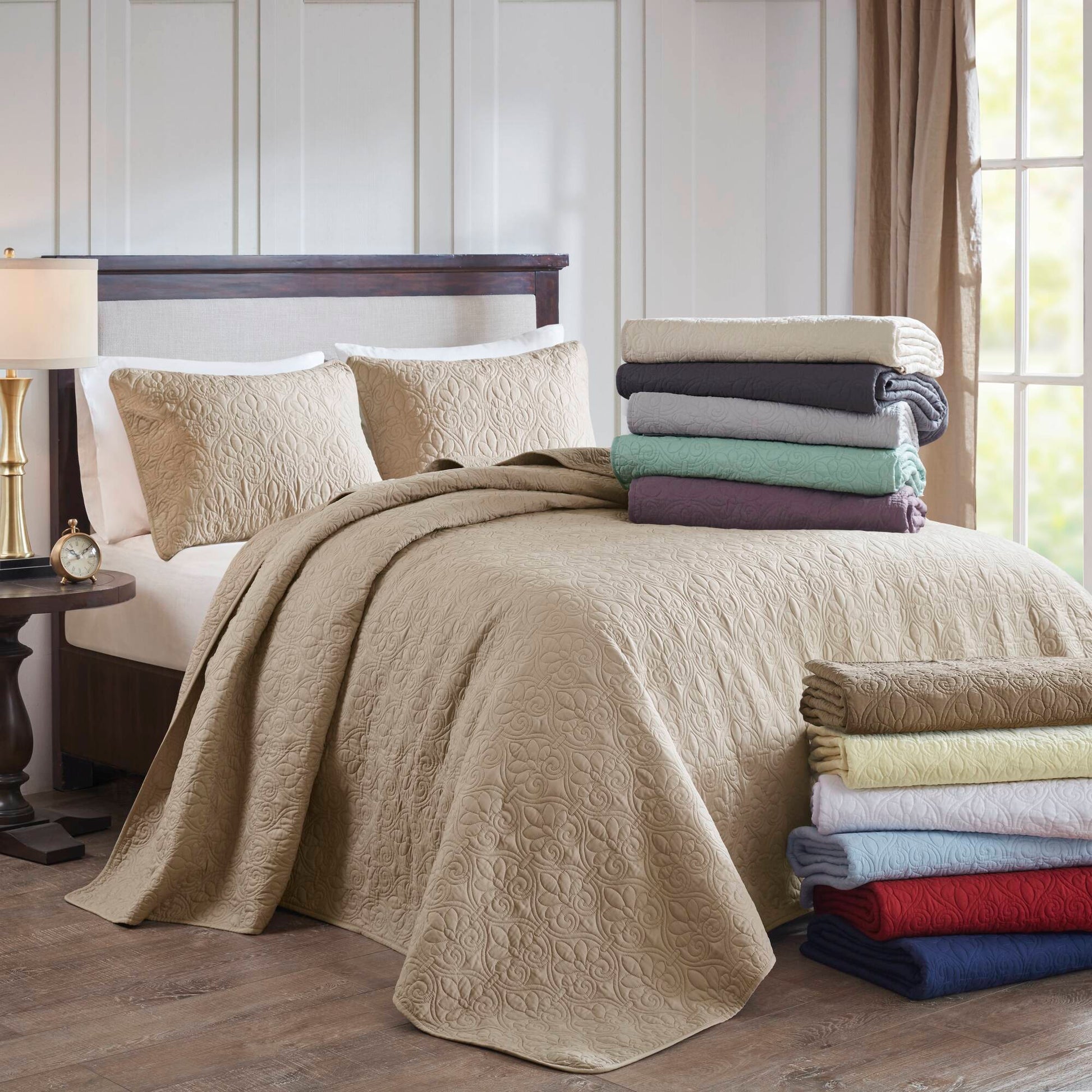 Quebec - King Reversible Bedspread Set - Gray