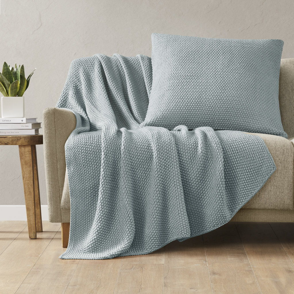 Bree Knit - Euro Pillow Cover - Light Blue