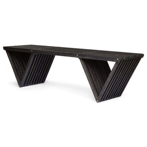 Gloaming - Outdoor Bench With Slat Design And Triangular Base - Dark Gray