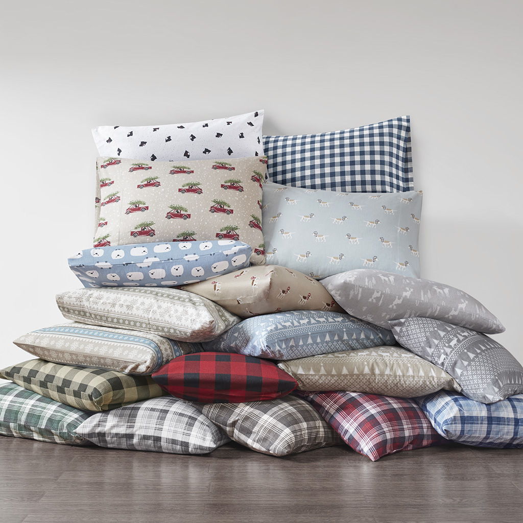 Flannel - King Sheet Set Cotton - Blue Plaid