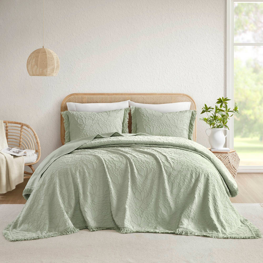 Willow - 3 Piece King Bedspread Set - Sage