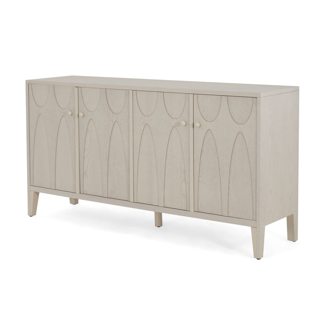 Wood Sideboard With Adjustable Shelves And Storage Cabinet - White Washed