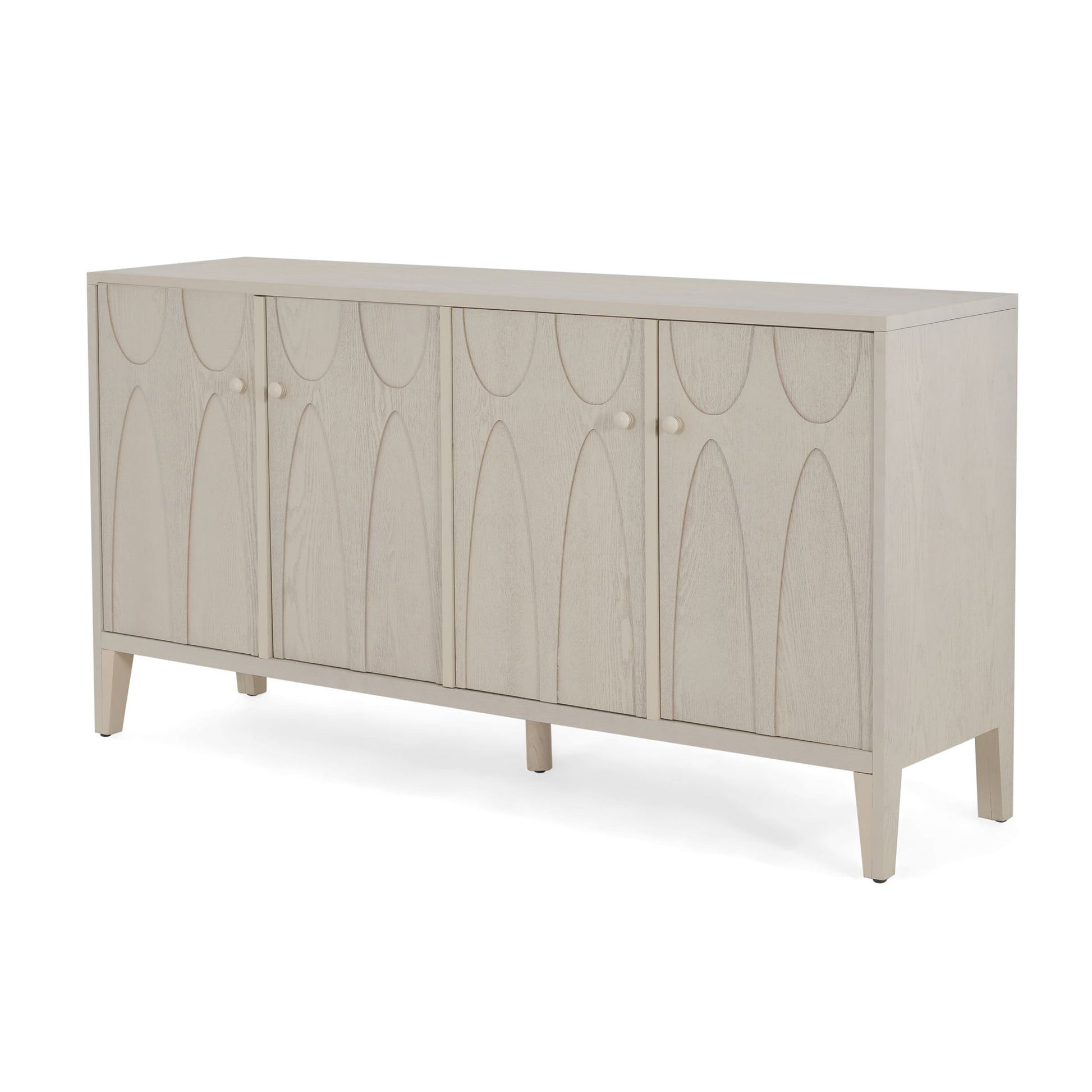 Wood Sideboard With Adjustable Shelves And Storage Cabinet - White Washed