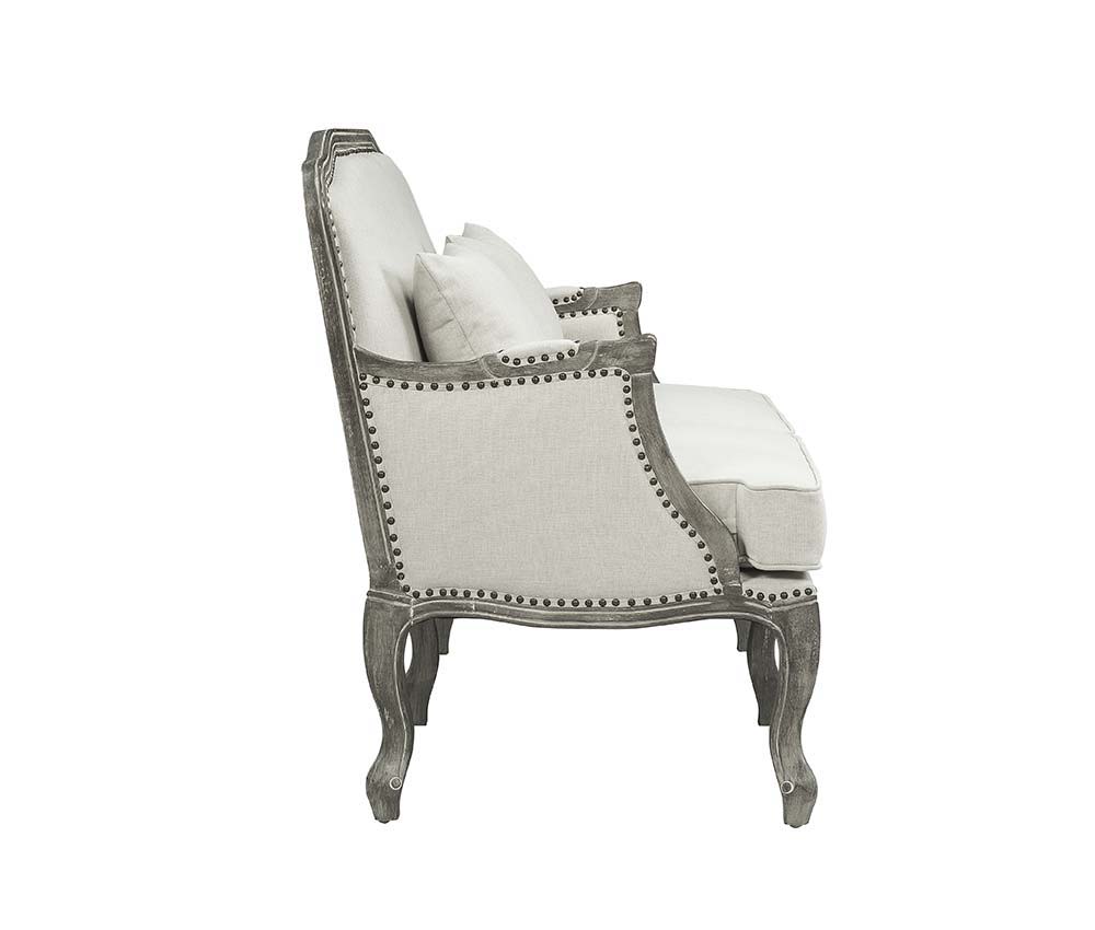 Tania - Chair - Cream Linen & Brown Finish