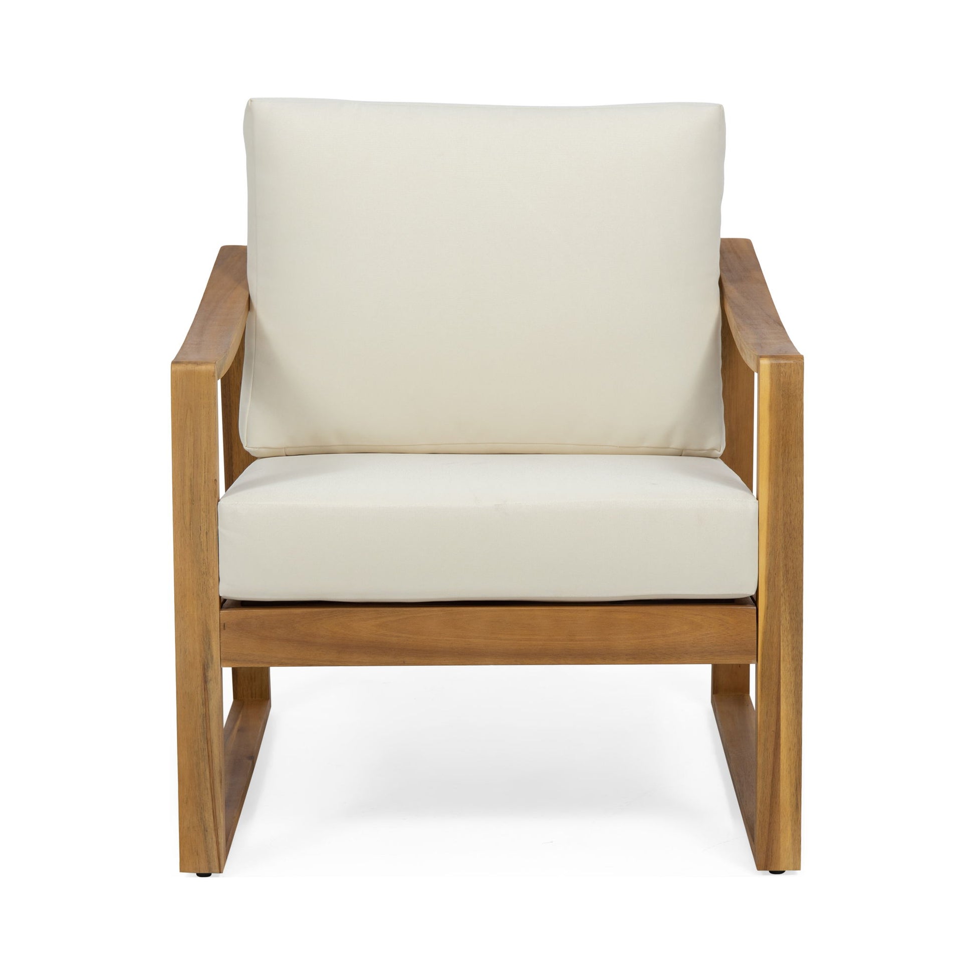 Outdoor Acacia Wood Club Chairs With Water Resistant Cushions - Teak / Beige