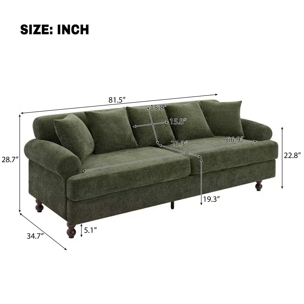 3 Seater Sofa For Living Room - Green
