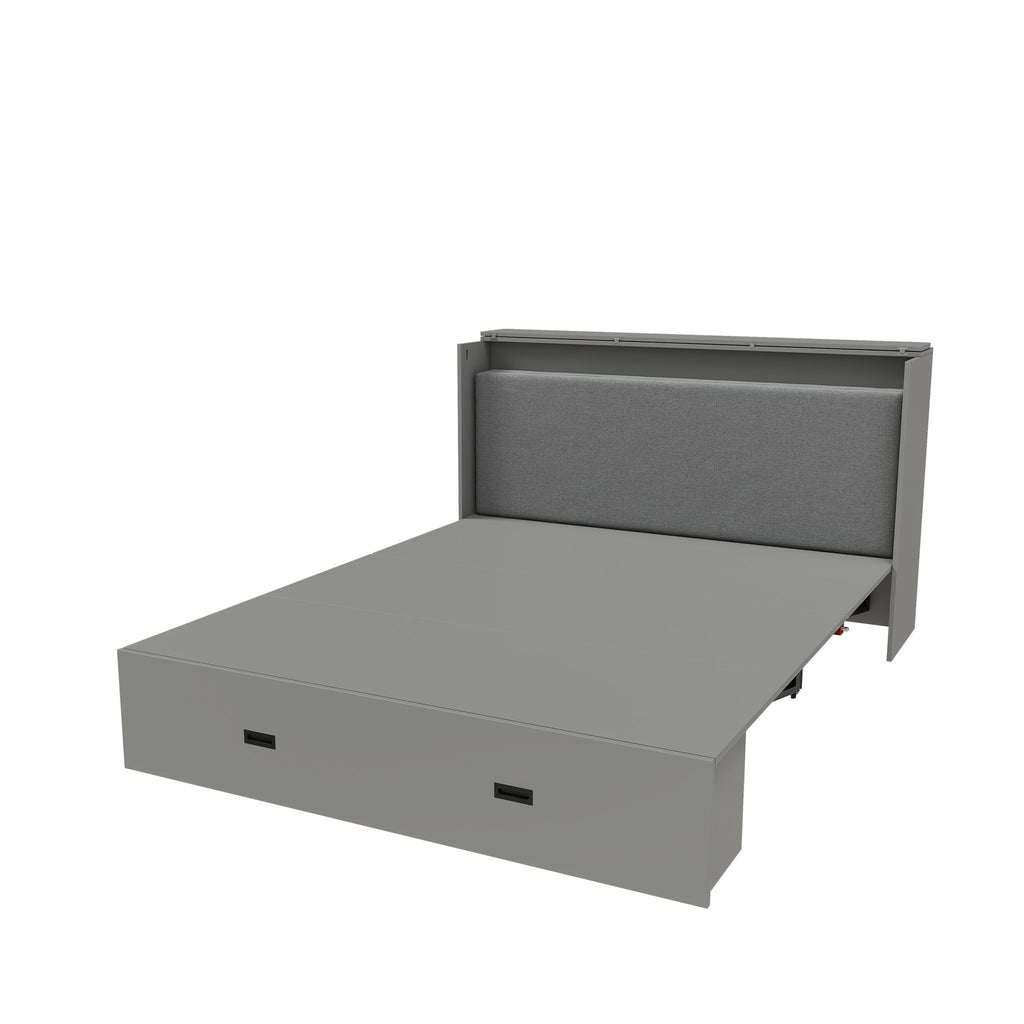 Murphy Bed With Storage Drawers And Charging Cabinet, Foldable Panels, Swivel Wheels