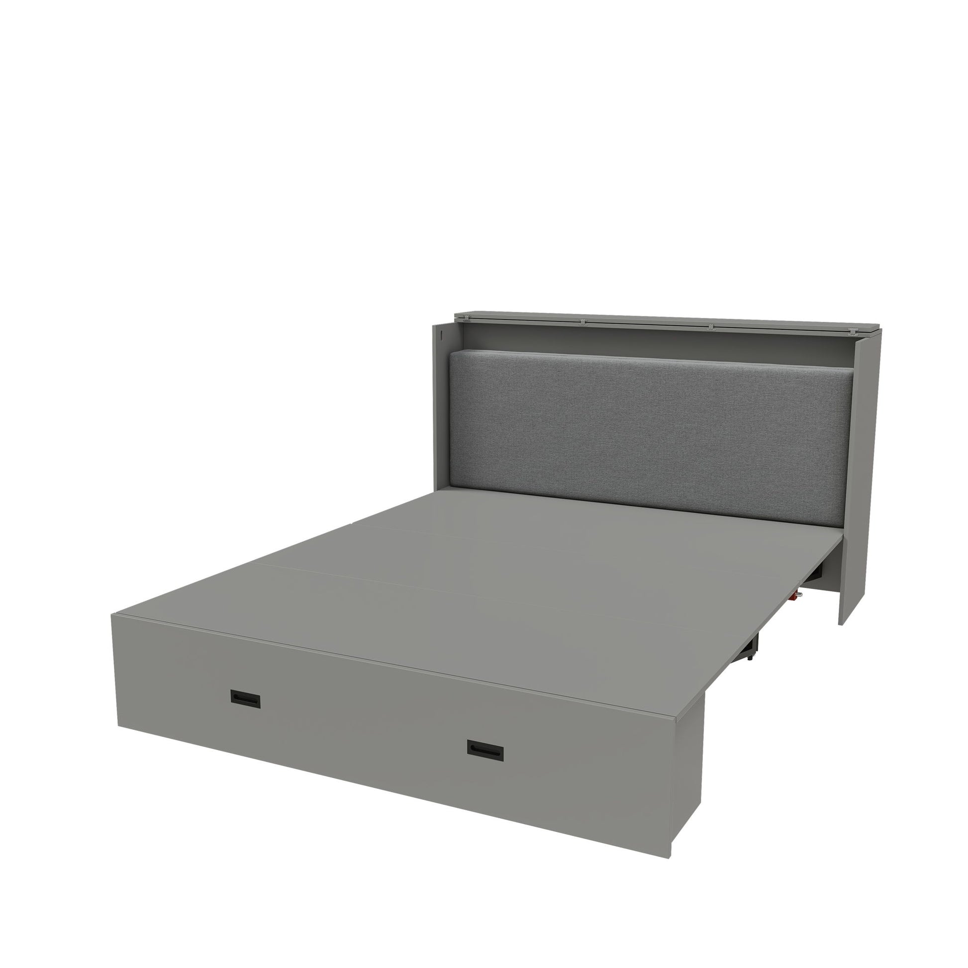 Murphy Bed With Storage Drawers And Charging Cabinet, Foldable Panels, Swivel Wheels