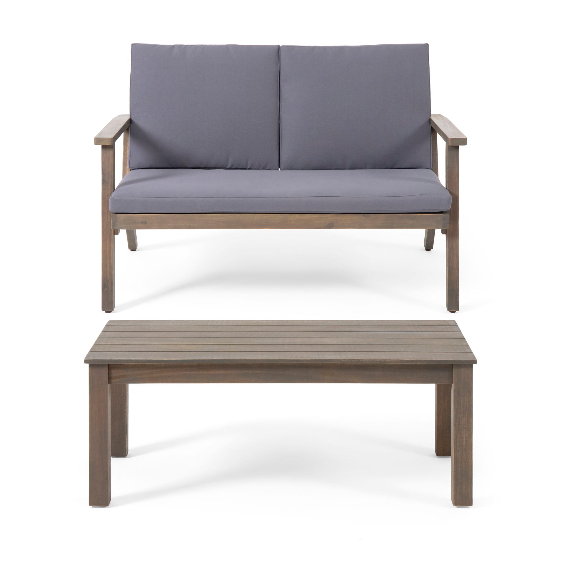 Avacyn - Outdoor Loveseat And Coffee Table Set With Cushions - Dark Gray