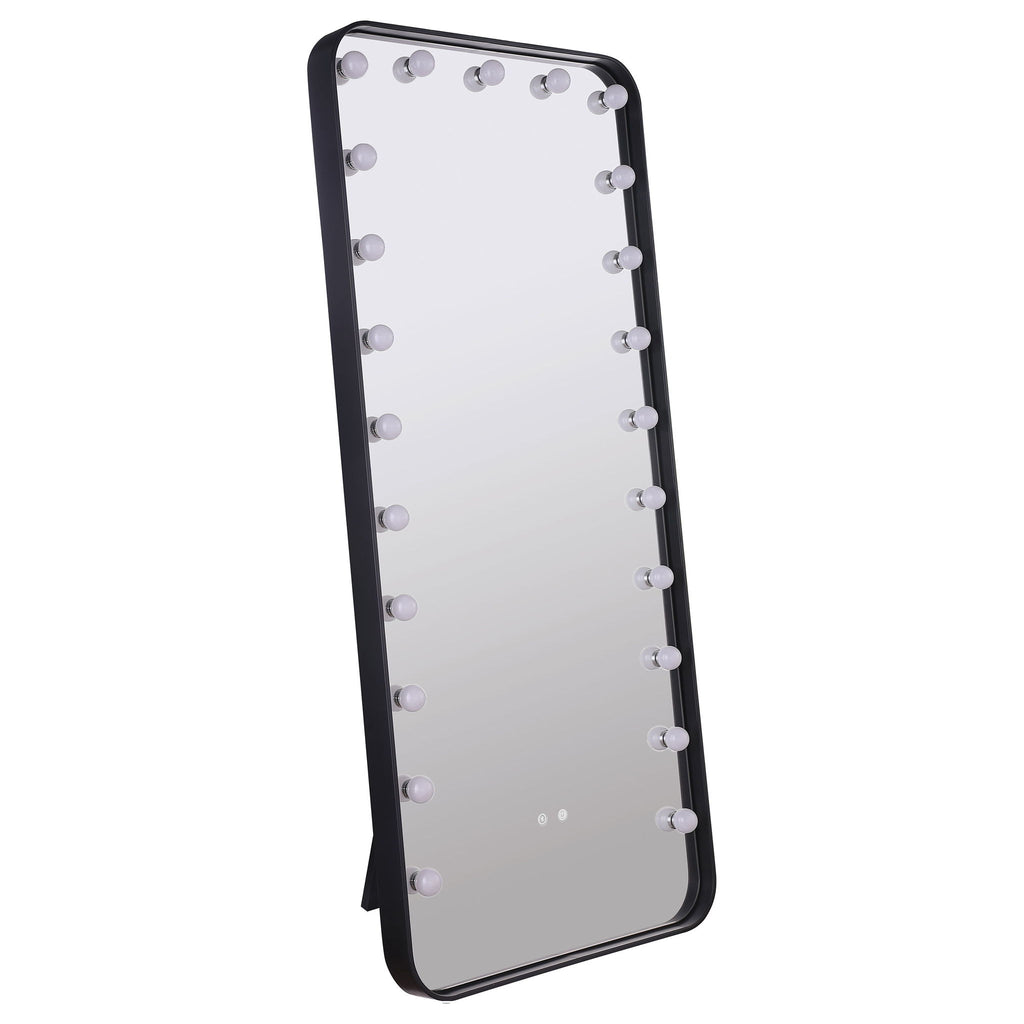 Villancourt - LED Standing Mirror With Speakers - Black