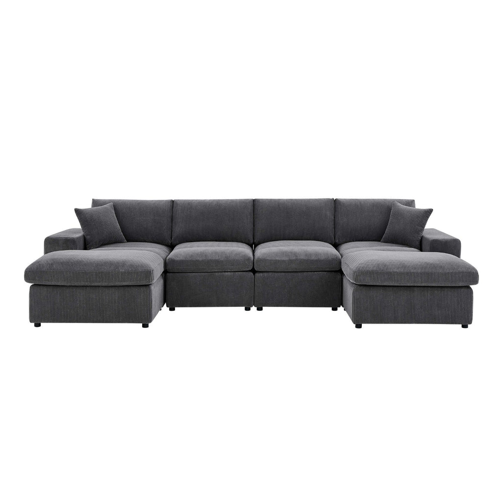 Upholstered Symmetrical Modular Sectional With 6 Seating
