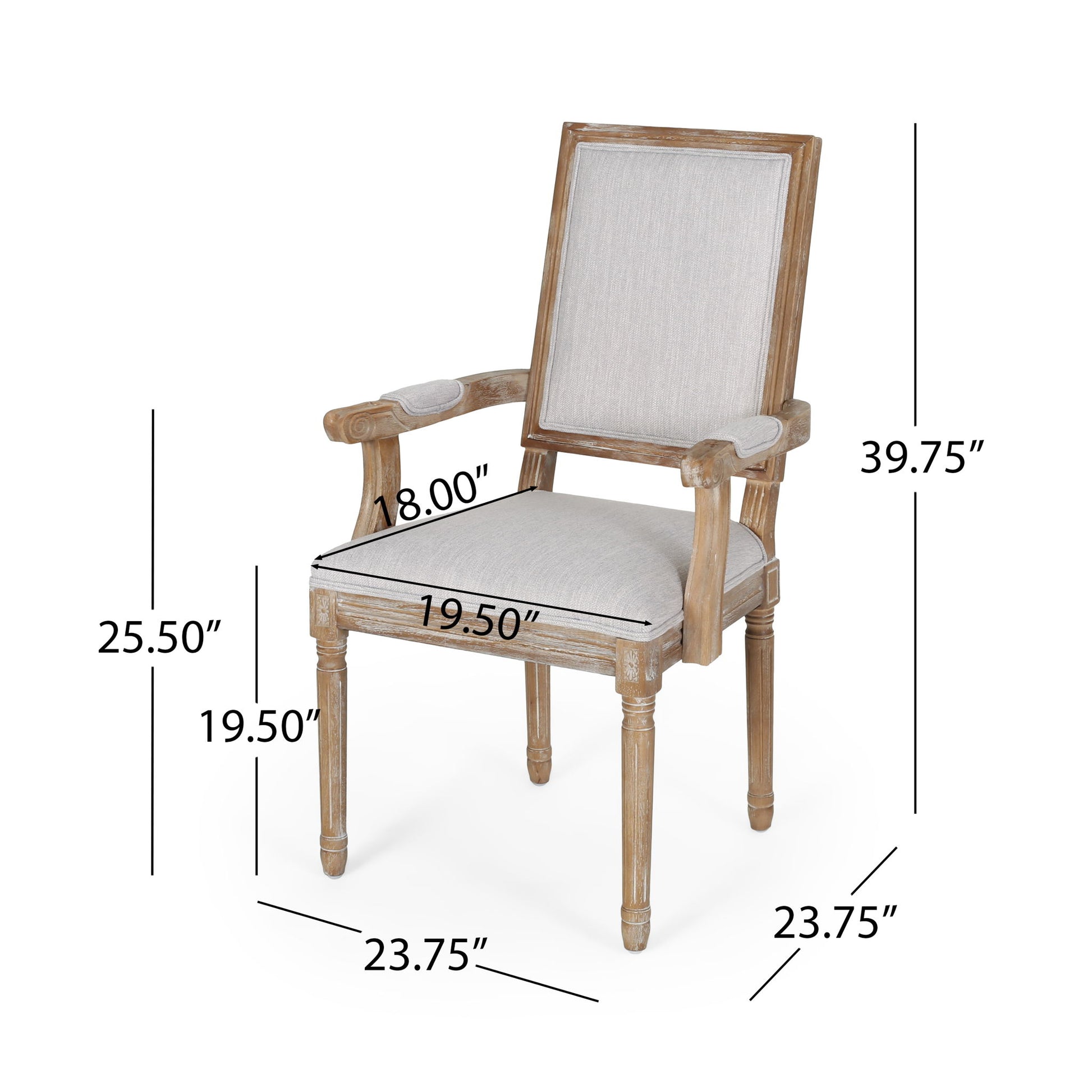 French Country Style Upholstered Dining Chair With Square Backrest