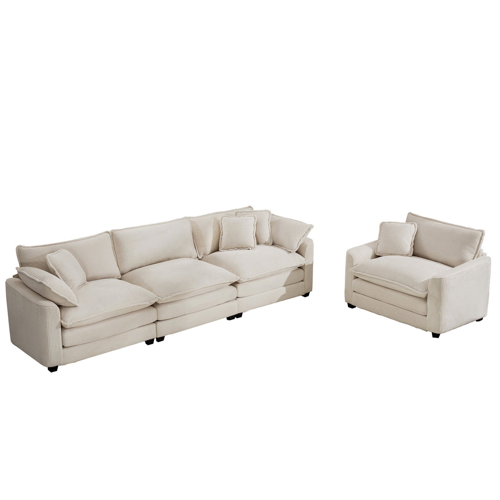 Elegant Corduroy Oversized Sectional Sofa Set With Deep Seats And Flexible Layout