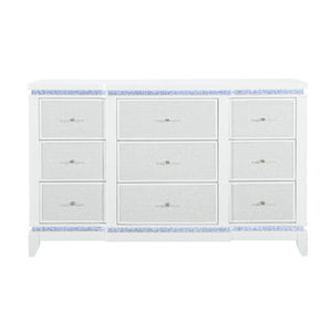 Adalid - Dresser With LED Light And Glittered Drawer Fronts - White