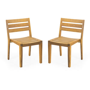 Outdoor Dining Side Chair (Set of 2) - Teak Finish