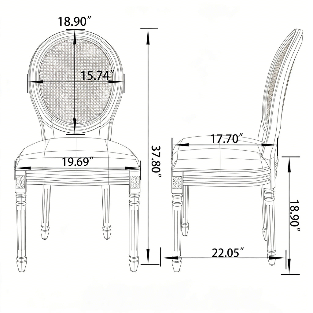 French Country Dining Chairs & Round Back (Set of 2)