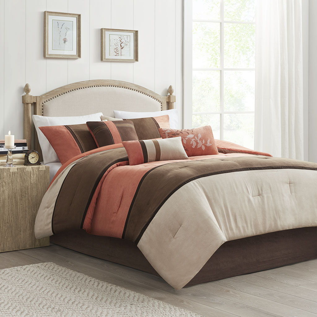 Palisades - California King 7 Piece Comforter Set - Coral