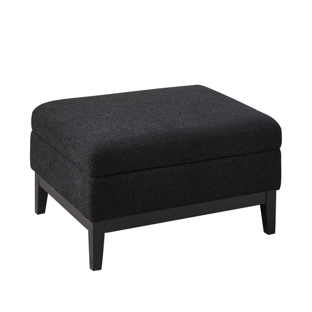 Upholstered Storage Ottoman With Reversible Lid Coffee Table With Rubberwood Legs