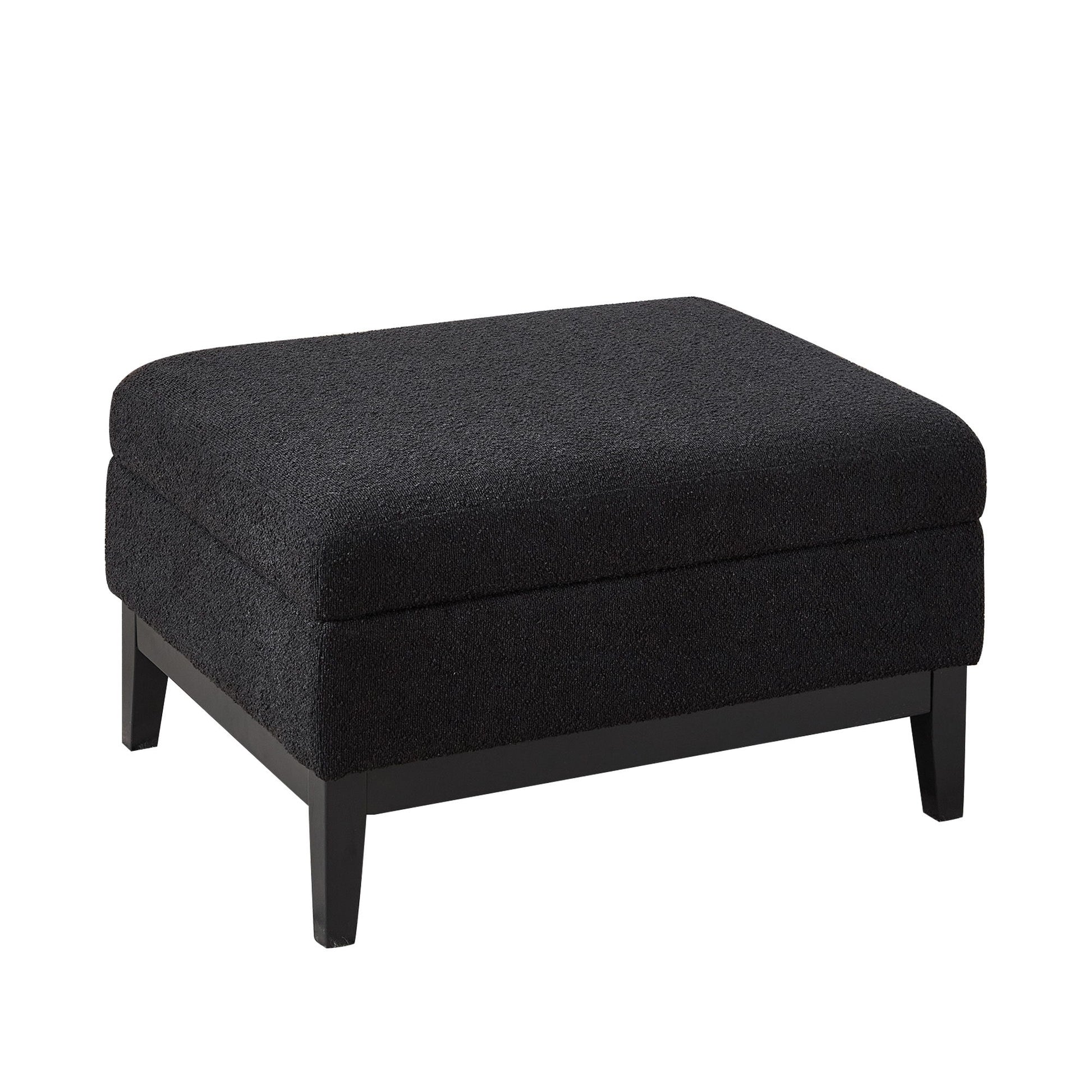 Upholstered Storage Ottoman With Reversible Lid Coffee Table With Rubberwood Legs