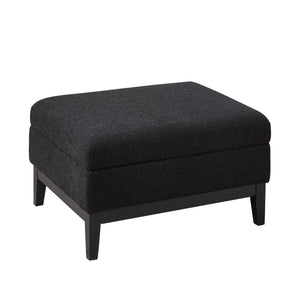 Upholstered Storage Ottoman With Reversible Lid Coffee Table With Rubberwood Legs