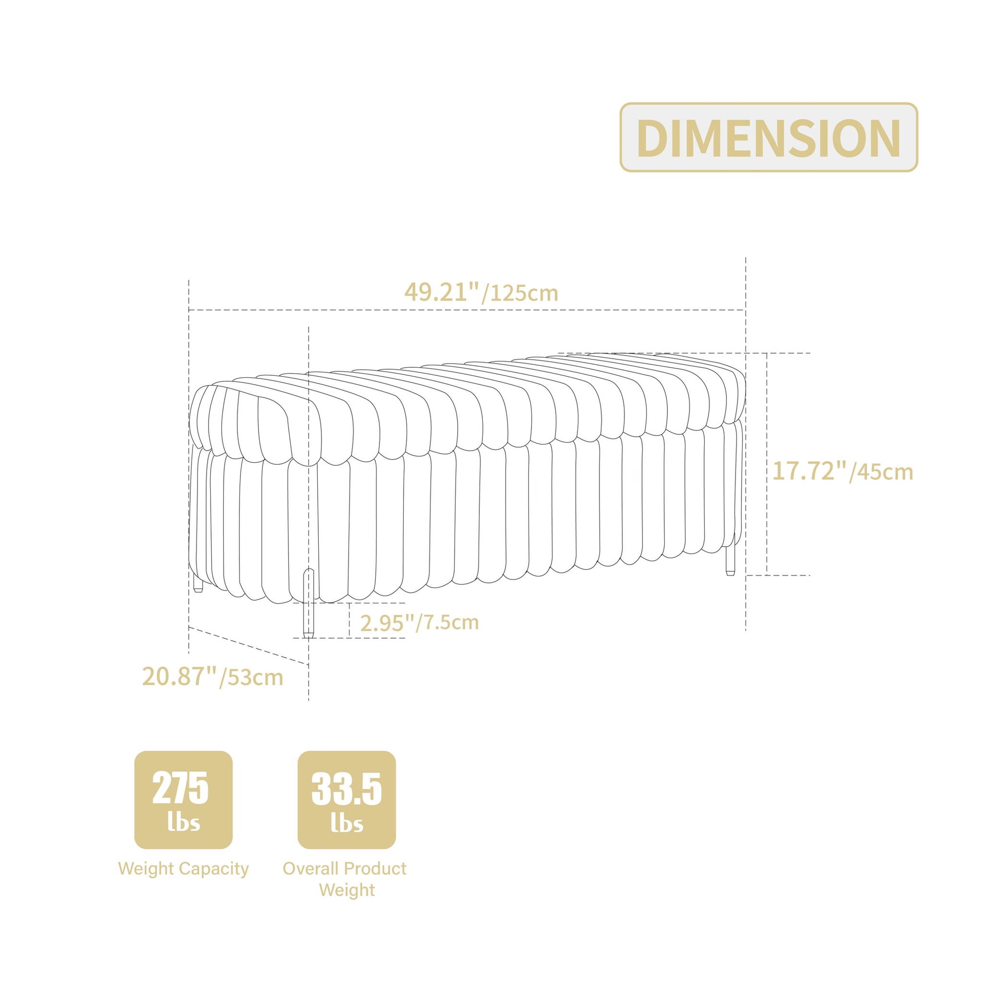 Flip Top Storage Bench With Metal Legs