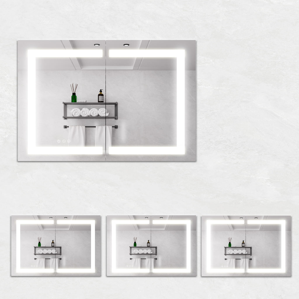 Medicine Cabinet With LED Vanity Mirror, Anti-Fog, Waterproof, Dimmable With Touch Switch