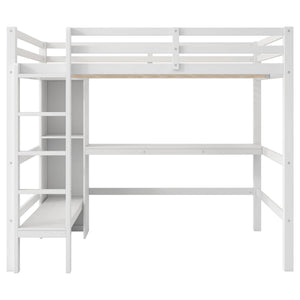 Loft Bed With Built In Desk And Multifunction Shelves