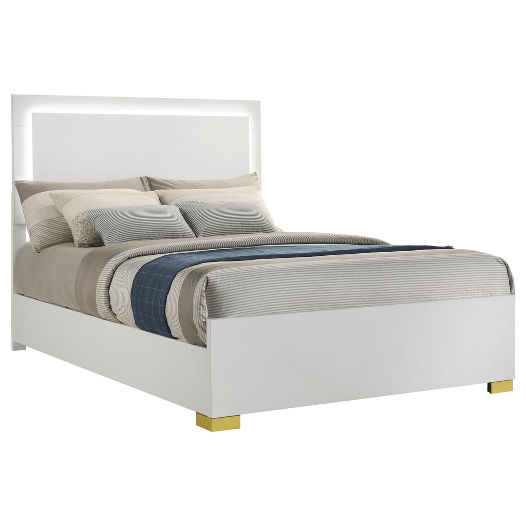 Full LED Panel Bed With Touch Activated Lighting - White