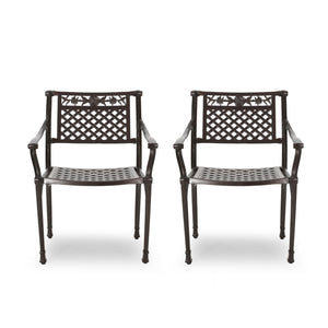 Cast Aluminum Dining Chair With Hand Crafted Details - Bronze