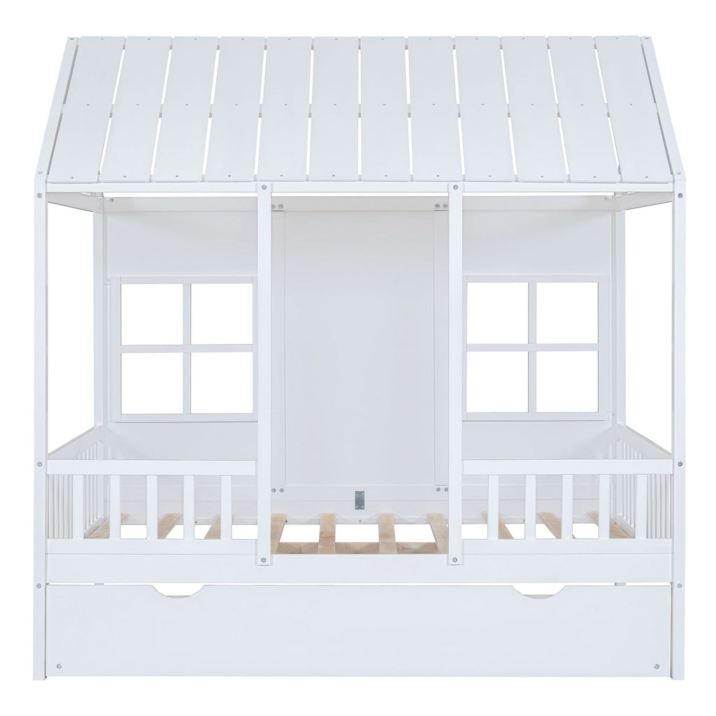 House Bed With Twin Size Trundle, Daybed