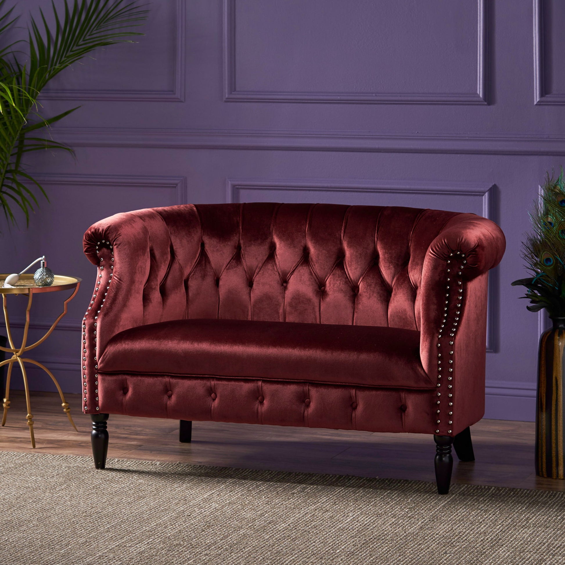 Antique Chesterfield Style Loveseat With Button Tufting