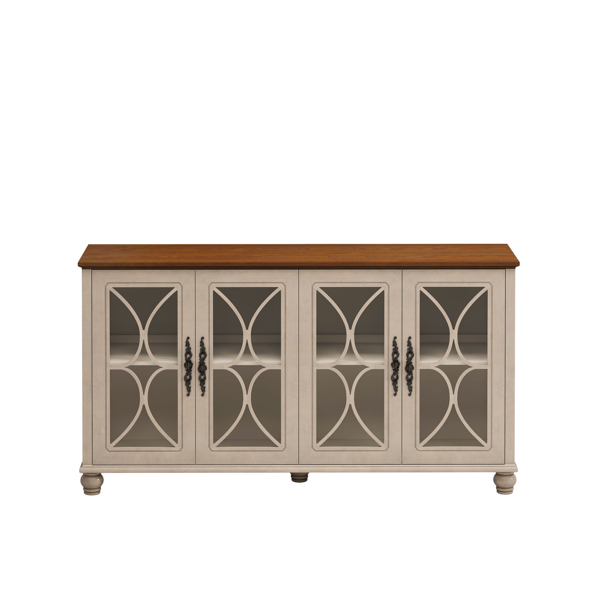 Elegant 4 Door Cabinet With Tempered Glass Doors