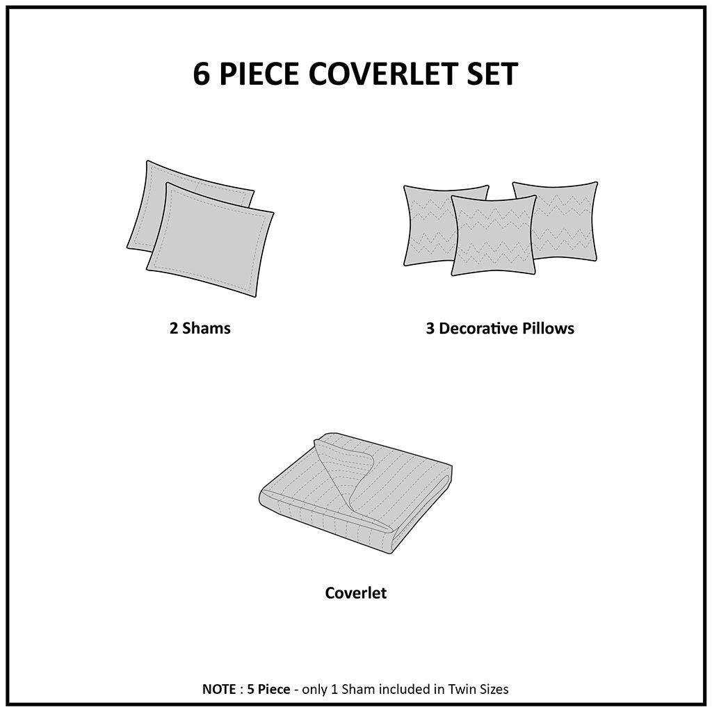 Caelie - King 6 Piece Reversible Coverlet Set - Yellow